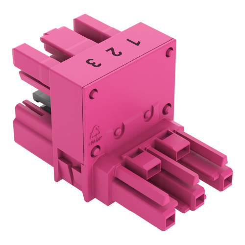 h-distribution connector, 3-pole, Cod. B, pink