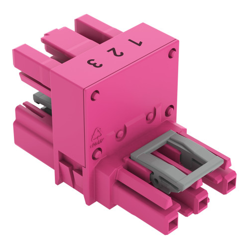 h-distribution connector, 3-pole, Cod. B, pink