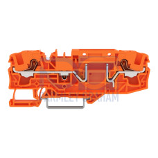 2-conductor carrier terminal block, with push-button, for DIN-rail 35 x 15 and 35 x 7.5, orange