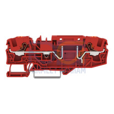 2-conductor carrier terminal block, with push-button, for DIN-rail 35 x 15 and 35 x 7.5, red