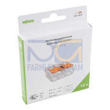 Splicing connector with levers, for all conductor types, max. 4 mm&sup2;, transparent