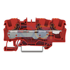 3-conductor through terminal block, with push-button, 6 mm&sup2;, red