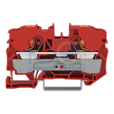 2-conductor through terminal block, with push-button, 10 mm&sup2;, red
