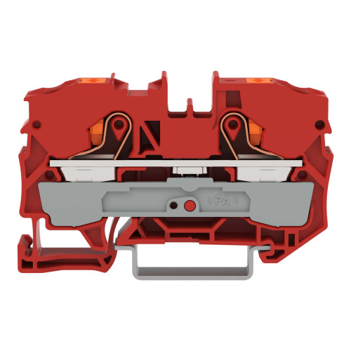 2-conductor through terminal block, with push-button, 10 mm&sup2;, red