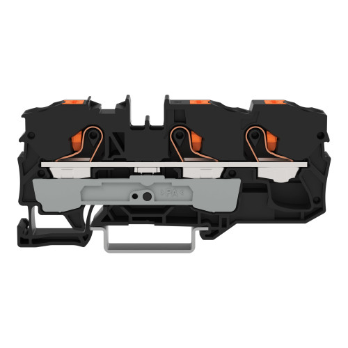 3-conductor through terminal block, with push-button, 10 mm&sup2;, black