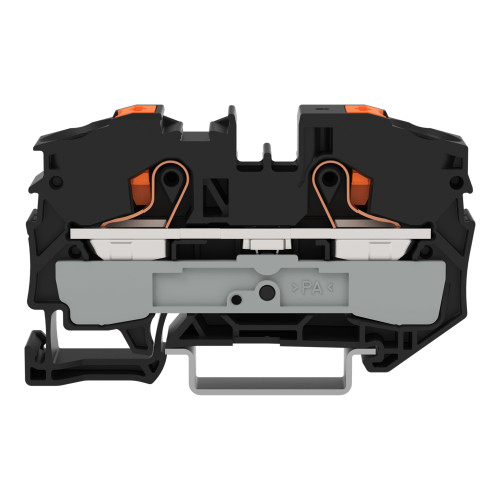 2-conductor through terminal block, with push-button, 16 mm&sup2;, black