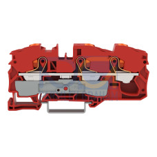 3-conductor through terminal block, with push-button, 16 mm&sup2;, red