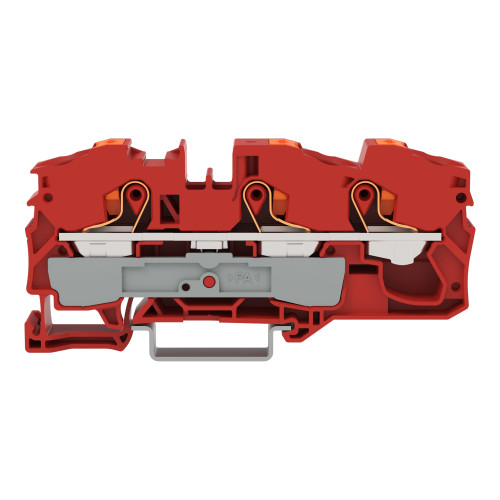 3-conductor through terminal block, with push-button, 16 mm&sup2;, red