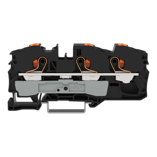 3-conductor through terminal block, with push-button, 16 mm&sup2;, black