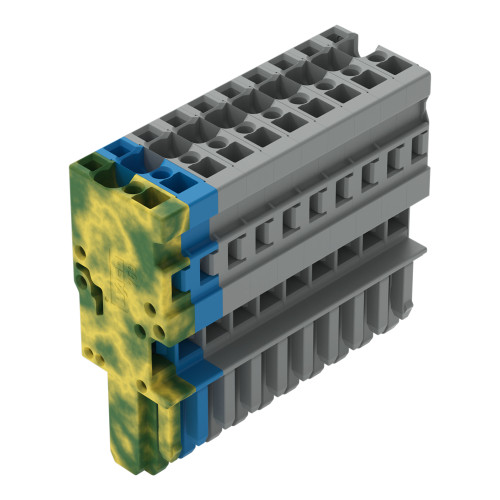 1-conductor female connector, CAGE CLAMP&reg;, 4 mm&sup2;, gray/blue/green-yellow