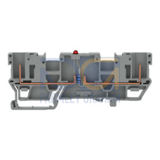 2-pin component carrier block, with 2 jumper positions, LED (red), gray