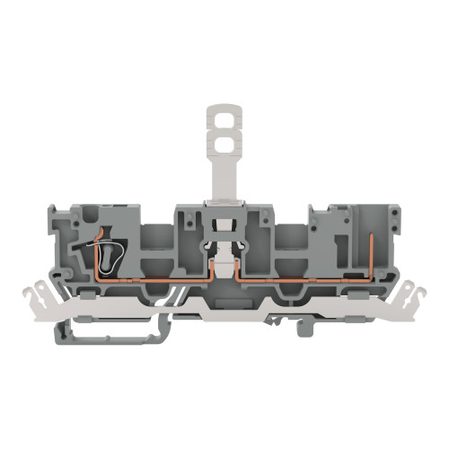 1-conductor/1-pin disconnect carrier terminal block, with shield contact, with 2 jumper positions, gray