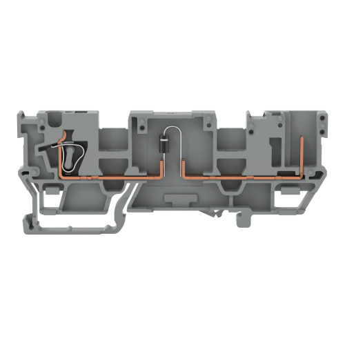 1-conductor/1-pin component carrier terminal block, with 2 jumper positions, with diode 1N4007, gray