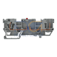 1-conductor/1-pin component carrier terminal block, with 2 jumper positions, LED (red), gray