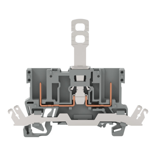 2-pin disconnect carrier terminal block, with shield contact, for DIN-rail 35 x 15 and 35 x 7.5, gray