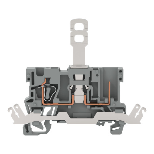 1-conductor/1-pin disconnect carrier terminal block, with shield contact, for DIN-rail 35 x 15 and 35 x 7.5, gray