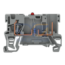 1-conductor/1-pin component carrier terminal block, LED (red), 24 VDC, gray