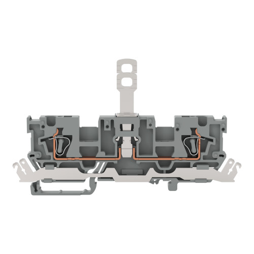 1-conductor/1-conductor disconnect carrier terminal block, with shield contact, with 2 jumper positions, gray