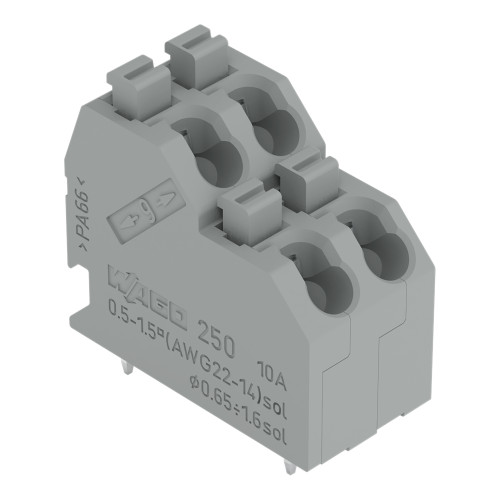 Double-deck PCB terminal block, push-button, 1.5 mm&sup2;, agate gray