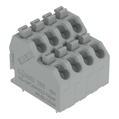 Double-deck PCB terminal block, push-button, 1.5 mm&sup2;, agate gray