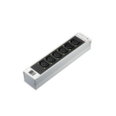 DK PSM Plus socket module, C13, 6-way, black, nicht schaltbar, mit LED