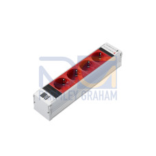 DK PSM Plus socket module, CEE 7/3 (type F), 4-way, red, non-switchable