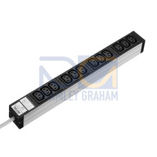 DK Socket strip, 10 A IEC 320 connector C13, 12-way, 250 V, 16 A