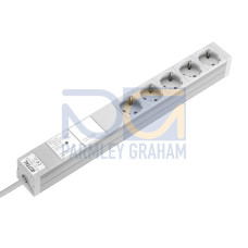 DK Socket strip, CEE 7/3 (type F), 5-way, 250 V, 16 A, LHD: 482,6x44x44 mm