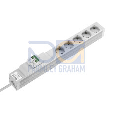 DK Socket strip, CEE 7/3 (type F), 5-way, 250 V, 16 A, LHD: 482,6x44x44 mm