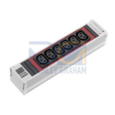 DK PSM Plus socket module, C13, 6-way, red, non-switchable