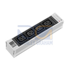 DK PSM Plus socket module, C19, 4-way, black, nicht schaltbar, mit LED
