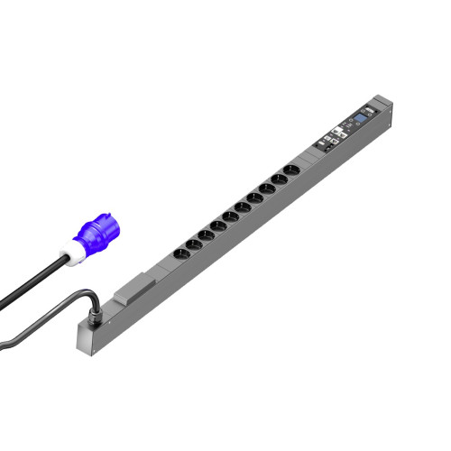PDU metered 16A/1P CEE 10xCEE7/3 earthing-pin, 44x1095x70 mm
