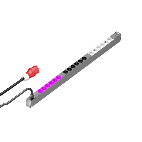 PDU basic 16A/3P CEE 18xCEE7/3 earthing-pin, CEE 7/3: 16 x earthing-pin