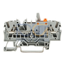 2-conductor disconnect/test terminal block, with mechanical interlock, with test option, gray
