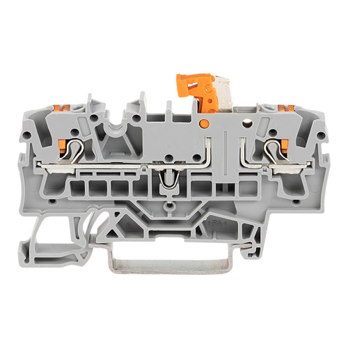 2-conductor disconnect/test terminal block, with push-button, with test option, gray