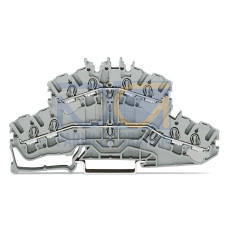4-conductor double deck terminal block, Through/through terminal block, L/L, gray