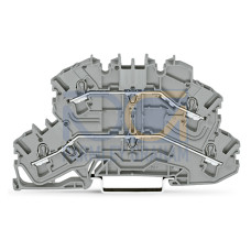 Double-deck terminal block, Through/through terminal block, same profile as double-deck disconnect terminal block, gray
