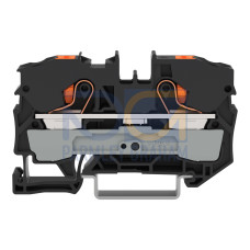 2-conductor through terminal block, with push-button, 10 mm&sup2;, black