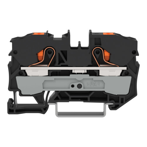 2-conductor through terminal block, with push-button, 10 mm&sup2;, black