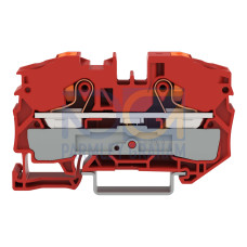2-conductor through terminal block, with push-button, 16 mm&sup2;, red