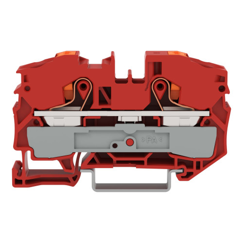 2-conductor through terminal block, with push-button, 16 mm&sup2;, red