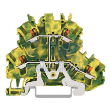 Double-deck terminal block, 4-conductor ground terminal block, with push-button, green-yellow