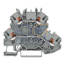 Double-deck terminal block, with push-button, Through/through terminal block, gray