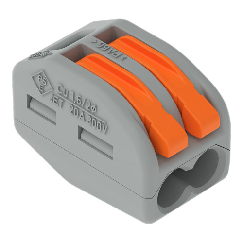 Splicing connector with levers, for all conductor types, max. 4 mm&sup2;, gray