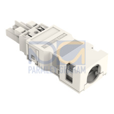 Socket, with strain relief housing, 2-pole, white