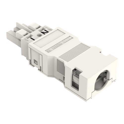 Socket, with strain relief housing, 2-pole, white