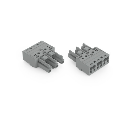 Socket, 3-pole, Cod. B, gray