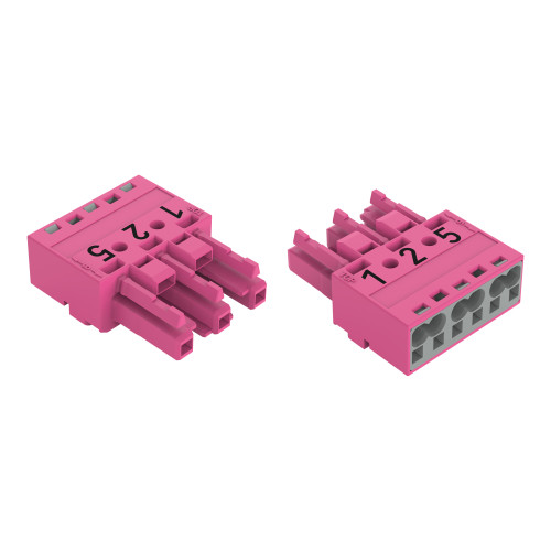 Socket, 3-pole, Cod. B, pink