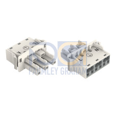 Snap-in socket, with protruding mating face, 3-pole, white