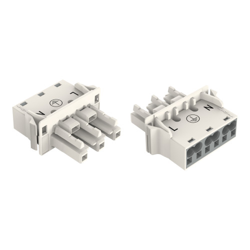 Snap-in socket, with protruding mating face, 3-pole, white